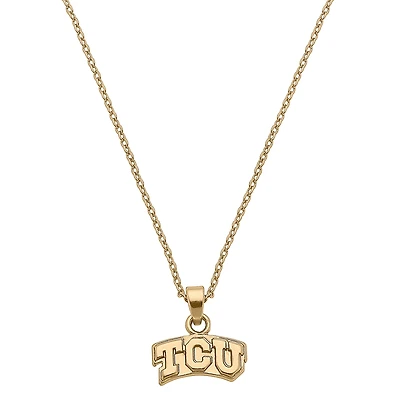 Women's CANVAS Style TCU Horned Frogs Gold Plated Pendant Necklace