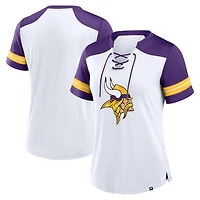 Women's Fanatics White/Purple Minnesota Vikings Foiled Primary Lace-Up T-Shirt