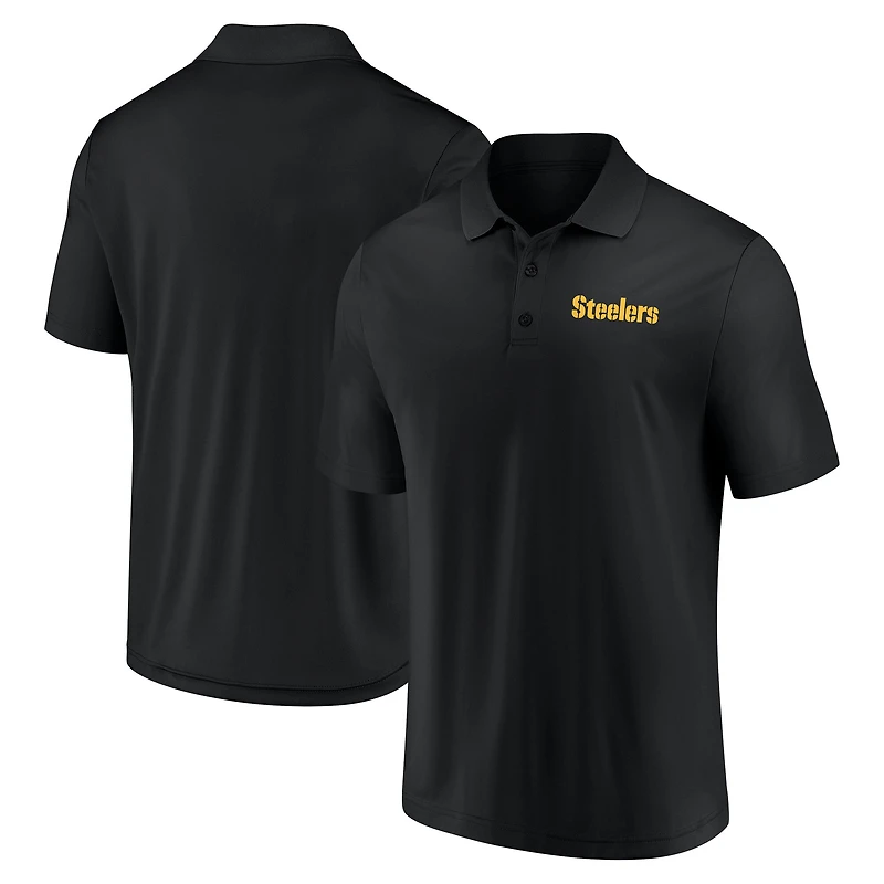 Men's Fanatics  Black Pittsburgh Steelers Push Back Polo