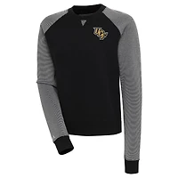 Women's Antigua  Black/White UCF Knights Flier Bunker Tri-Blend Pullover Sweatshirt