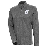 Women's Antigua  Heather Black Charlotte 49ers Confront Quarter-Zip Pullover Top