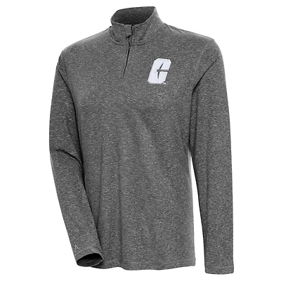 Women's Antigua  Heather Black Charlotte 49ers Confront Quarter-Zip Pullover Top