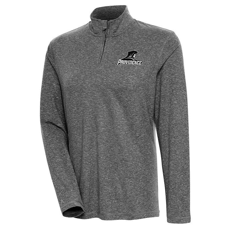 Women's Antigua Heather Black Providence Friars Confront Quarter-Zip Pullover Top