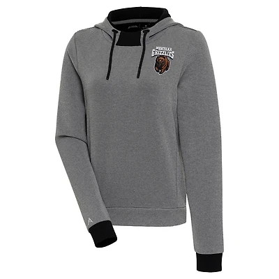 Women's Antigua  Black/White Montana Grizzlies Axe Bunker Tri-Blend Pullover Hoodie