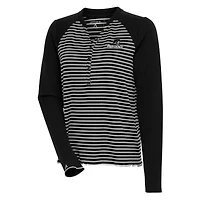 Women's Antigua  Black/White Providence Friars Maverick Henley Long Sleeve T-Shirt
