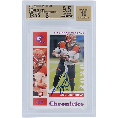 Joe Burrow Cincinnati Bengals Autographed 2020 Panini Chronicles #19 Beckett Fanatics Witnessed Authenticated 9.5/10 Rookie Card - 9.5,9.5,9,9.5 Subgrades