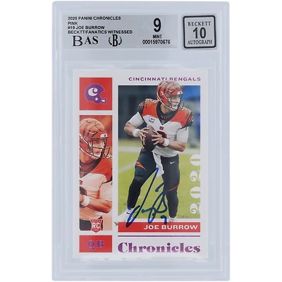 Joe Burrow Cincinnati Bengals Autographed 2020 Panini Chronicles Pink #19 Beckett Fanatics Witnessed Authenticated 9/10 Rookie Card - 8.5,9.5,9.5,9 Subgrades