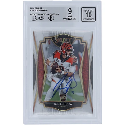 Joe Burrow Cincinnati Bengals Autographed 2020 Panini Select #146 Beckett Fanatics Witnessed Authenticated 9/10 Rookie Card - 9.5,9,9,8.5 Subgrades