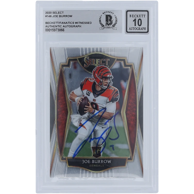 Joe Burrow Cincinnati Bengals Autographed 2020 Panini Select #146 Beckett Fanatics Witnessed Authenticated 10 Rookie Card