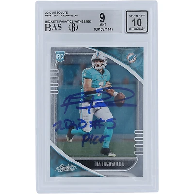 Tua Tagovailoa Miami Dolphins Autographed 2020 Panini Absolute #194 Beckett Fanatics Witnessed Authenticated 9/10 Rookie Card with "2020 #5 Pick" Inscription