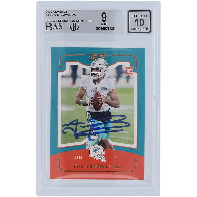 Tua Tagovailoa Miami Dolphins Autographed 2020 Panini Classics #CL-2 Beckett Fanatics Witnessed Authenticated 9/10 Rookie Card