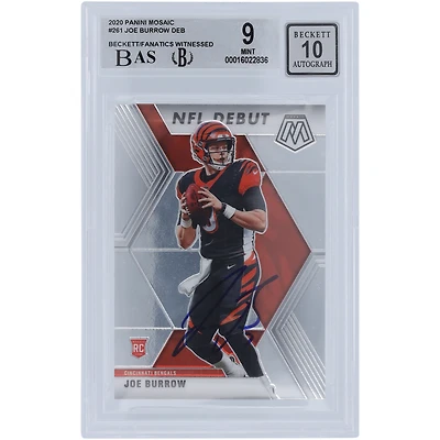 Joe Burrow Cincinnati Bengals Autographed 2020 Panini Mosaic #261 Beckett Fanatics Witnessed Authenticated 9/10 Rookie Card - 9,9.5,9.5,9 Subgrades