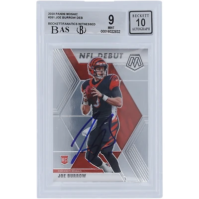 Joe Burrow Cincinnati Bengals Autographed 2020 Panini Mosaic #261 Beckett Fanatics Witnessed Authenticated 9/10 Rookie Card - 9.5,9,9.5,9 Subgrades