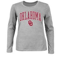 Women's Profile Gray Oklahoma Sooners Plus Size Arch Over Logo Scoop Neck Long Sleeve T-Shirt
