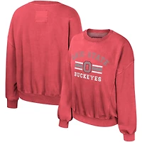 Women's Colosseum Scarlet Ohio State Buckeyes Audrey Washed Pullover Sweatshirt