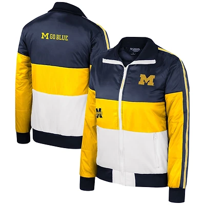 Women's The Wild Collective Maize Michigan Wolverines Color-Block Puffer Full-Zip Jacket