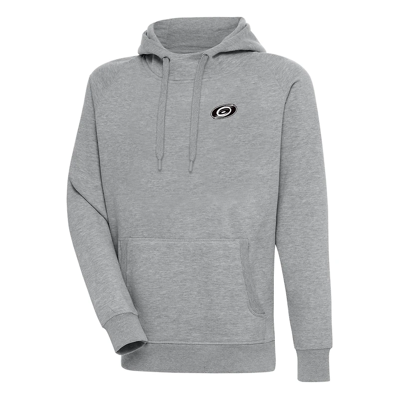 Men's Antigua  Heather Gray Carolina Hurricanes Metallic Logo Victory Pullover Hoodie