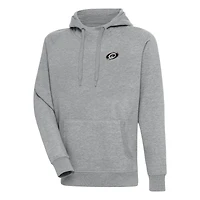 Men's Antigua  Heather Gray Carolina Hurricanes Metallic Logo Victory Pullover Hoodie