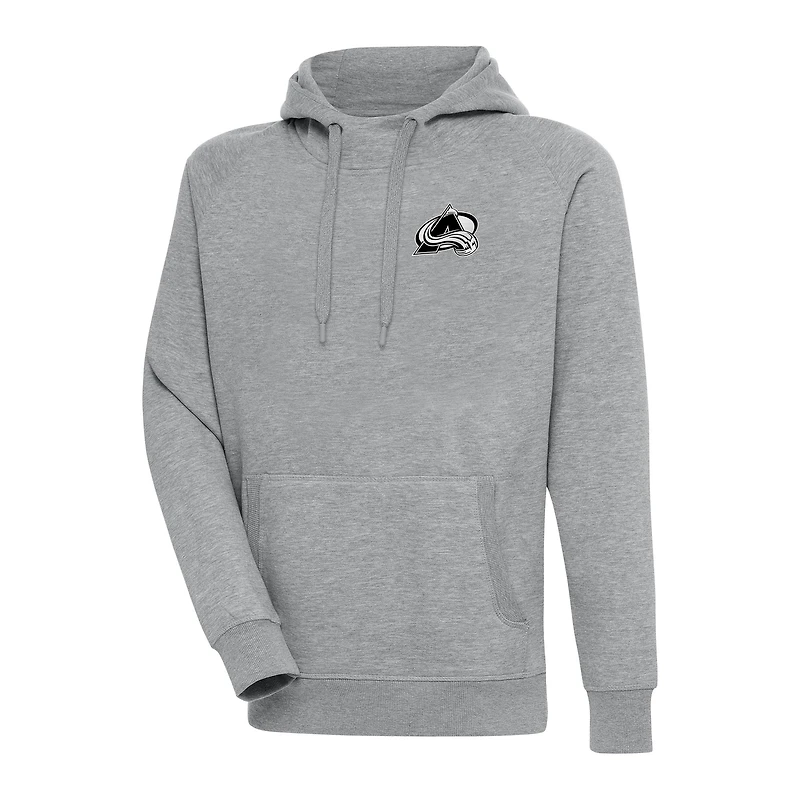 Men's Antigua  Heather Gray Colorado Avalanche Metallic Logo Victory Pullover Hoodie