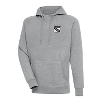 Men's Antigua  Heather Gray New York Rangers Metallic Logo Victory Pullover Hoodie
