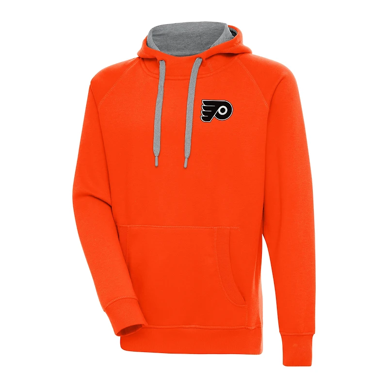 Men's Antigua  Orange Philadelphia Flyers Metallic Logo Victory Pullover Hoodie
