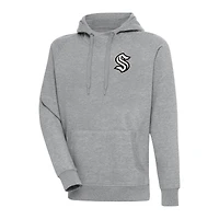 Men's Antigua  Heather Gray Seattle Kraken Metallic Logo Victory Pullover Hoodie