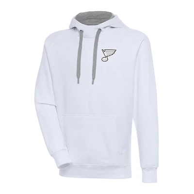Men's Antigua  White St. Louis Blues Metallic Logo Victory Pullover Hoodie