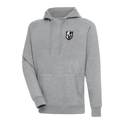 Men's Antigua  Heather Gray Vegas Golden Knights Metallic Logo Victory Pullover Hoodie