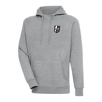 Men's Antigua  Heather Gray Vegas Golden Knights Metallic Logo Victory Pullover Hoodie