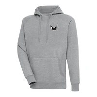 Men's Antigua  Heather Gray Washington Capitals Metallic Logo Victory Pullover Hoodie