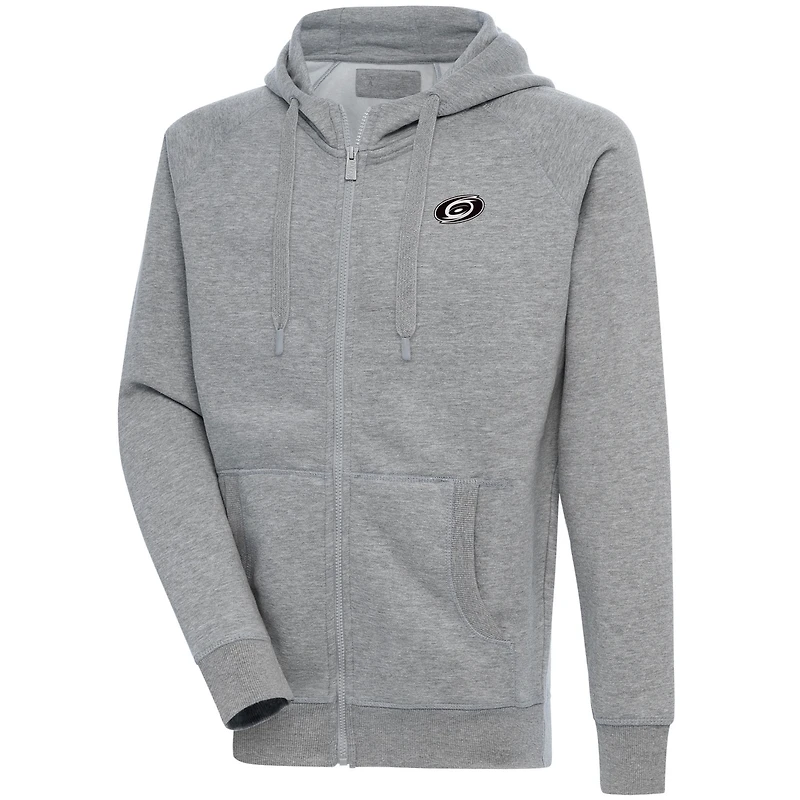 Men's Antigua  Heather Gray Carolina Hurricanes Metallic Logo Victory Full-Zip Hoodie