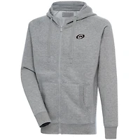 Men's Antigua  Heather Gray Carolina Hurricanes Metallic Logo Victory Full-Zip Hoodie