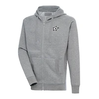 Men's Antigua  Heather Gray Dallas Stars Metallic Logo Victory Full-Zip Hoodie