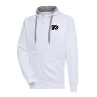 Men's Antigua  White Philadelphia Flyers Metallic Logo Victory Full-Zip Hoodie