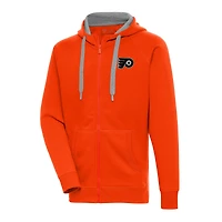 Men's Antigua  Orange Philadelphia Flyers Metallic Logo Victory Full-Zip Hoodie