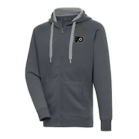 Men's Antigua  Charcoal Philadelphia Flyers Metallic Logo Victory Full-Zip Hoodie