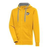 Men's Antigua  Gold Pittsburgh Penguins Metallic Logo Victory Full-Zip Hoodie