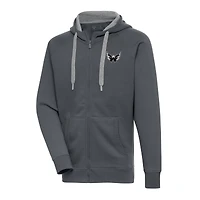 Men's Antigua  Charcoal Washington Capitals Metallic Logo Victory Full-Zip Hoodie