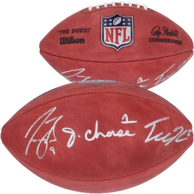 Joe Burrow, Tee Higgins & Ja'Marr Chase Cincinnati Bengals Multi-Signed Duke Full Color Football
