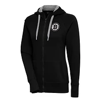 Women's Antigua  Black Boston Bruins Metallic Logo Victory Full-Zip Hoodie