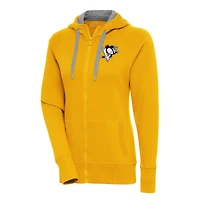 Women's Antigua  Gold Pittsburgh Penguins Metallic Logo Victory Full-Zip Hoodie
