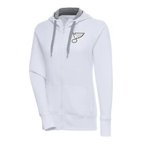 Women's Antigua  White St. Louis Blues Metallic Logo Victory Full-Zip Hoodie