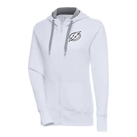 Women's Antigua  White Tampa Bay Lightning Metallic Logo Victory Full-Zip Hoodie