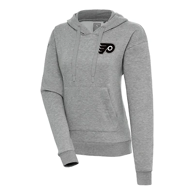 Women's Antigua  Heather Gray Philadelphia Flyers Metallic Logo Victory Pullover Hoodie