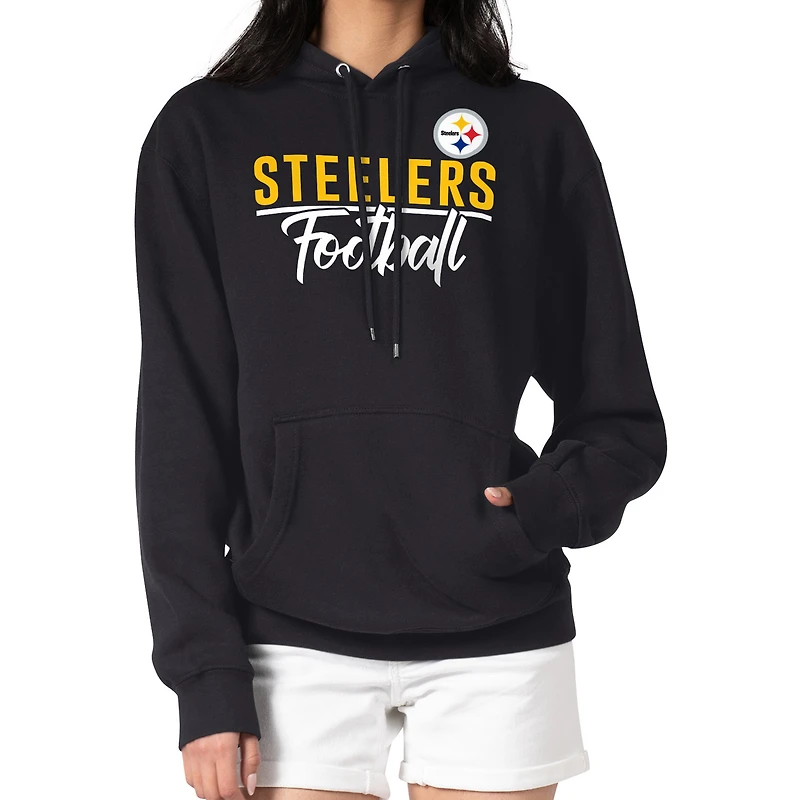Women's G-III 4Her by Carl Banks  Black Pittsburgh Steelers Graphic Fleece Pullover Hoodie