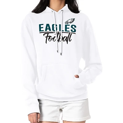 Women's G-III 4Her by Carl Banks  White Philadelphia Eagles Graphic Fleece Pullover Hoodie