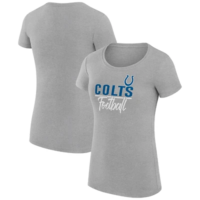 Women's G-III 4Her by Carl Banks  Heather Gray Indianapolis Colts Team Graphic Fitted T-Shirt
