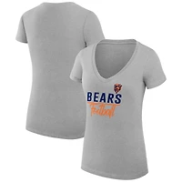 Women's G-III 4Her by Carl Banks Heather Gray Chicago Bears Super-Slim Fit Lightweight V-Neck T-Shirt