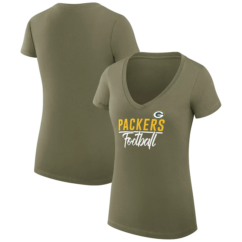 Women's G-III 4Her by Carl Banks  Green Green Bay Packers V-Neck Fitted T-Shirt