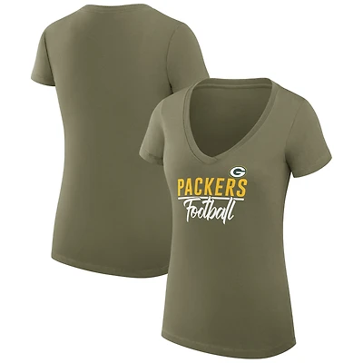 Women's G-III 4Her by Carl Banks  Green Green Bay Packers V-Neck Fitted T-Shirt